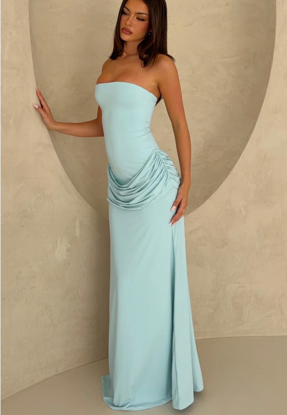 Make You Regret Strapless Maxi Dress Sky Blue (8/S)