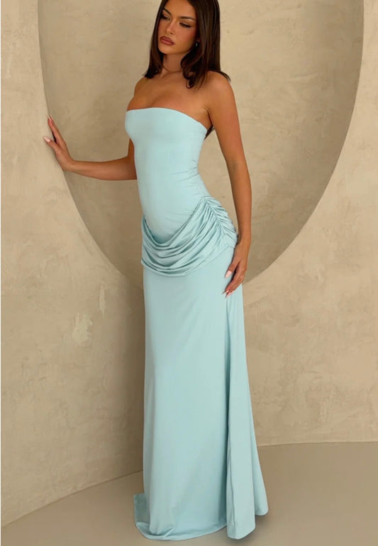 Make You Regret Strapless Maxi Dress Sky Blue (8/S)